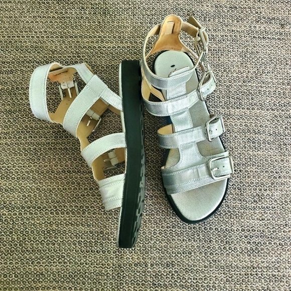 Via Spiga Metallic Silver Buckle Sandals - Picture 1 of 12